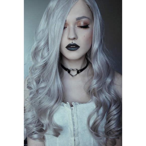 DonaLoveHair Other - Donalovehair Front Lace Silver Grey Wavy Curled Long Hair Synthetic 26" Wig